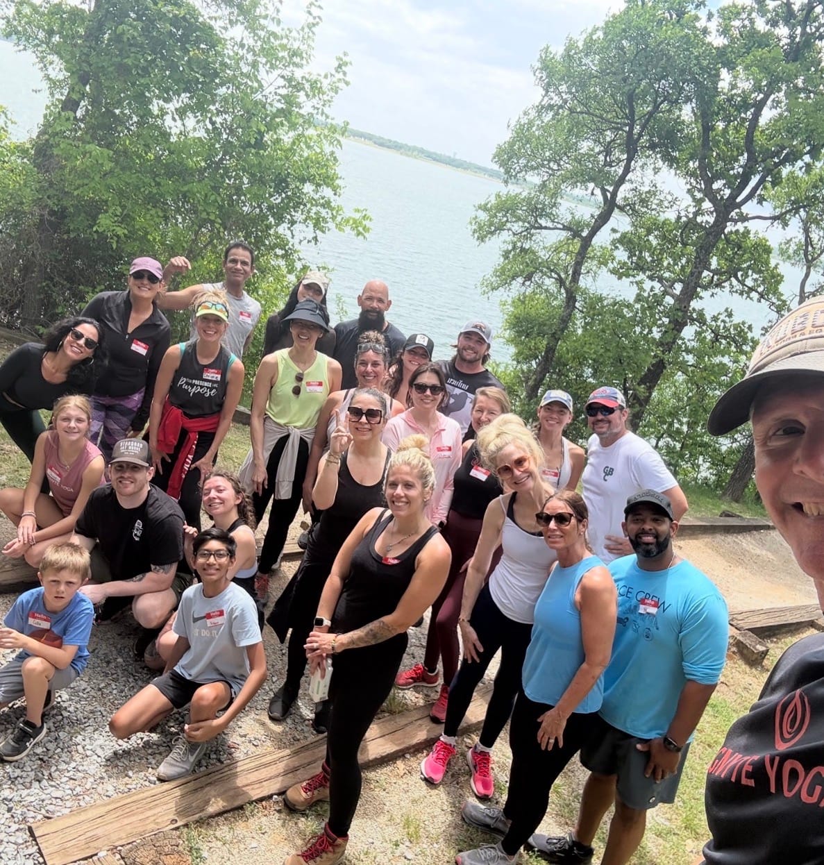 Ignyte community group photo on a hiking trail at Lake Grapevine